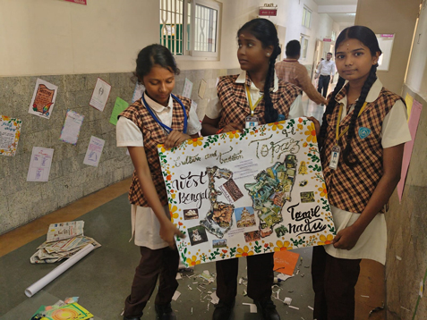 Children participated with a lot of zealous in preparing the collage work on the topic Art and Cultural Integration of West Bengal and Tamil Nadu.